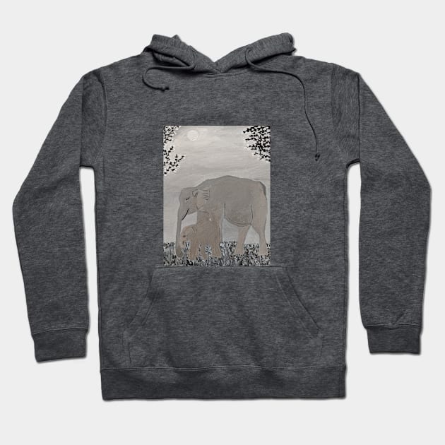 elephant by moonlight Hoodie by PaintstopbyNandini